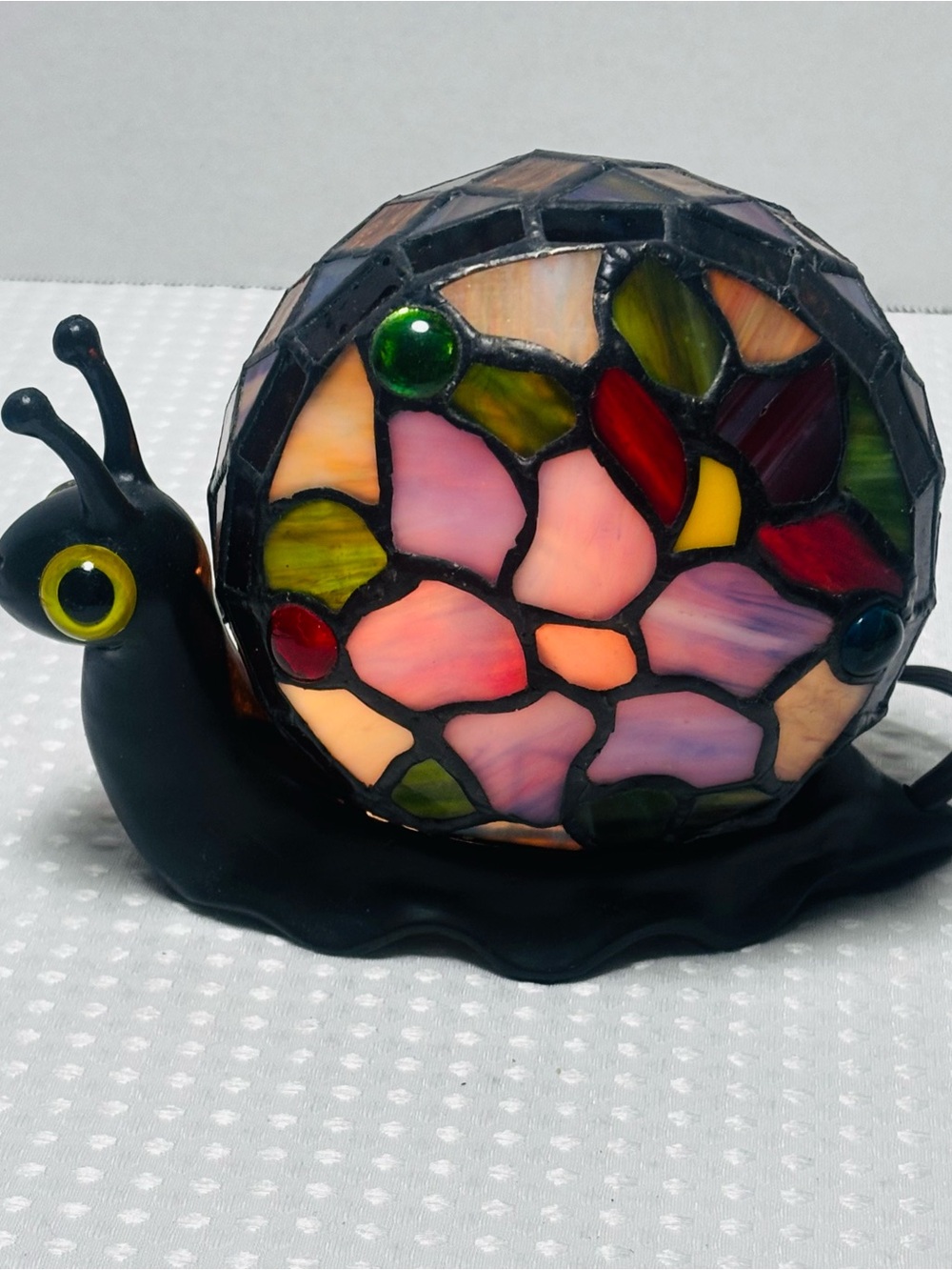 VTG Tiffany Style Stained Glass Snail Accent Lamp Slag Glass Night Light Corded - Picture 7 of 11